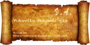 Vukovits Annamária névjegykártya